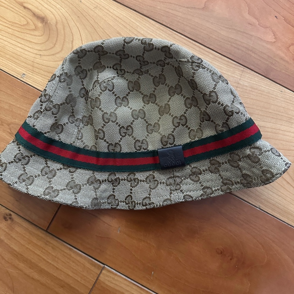 Gucci Beige Monogram Bucket Hat